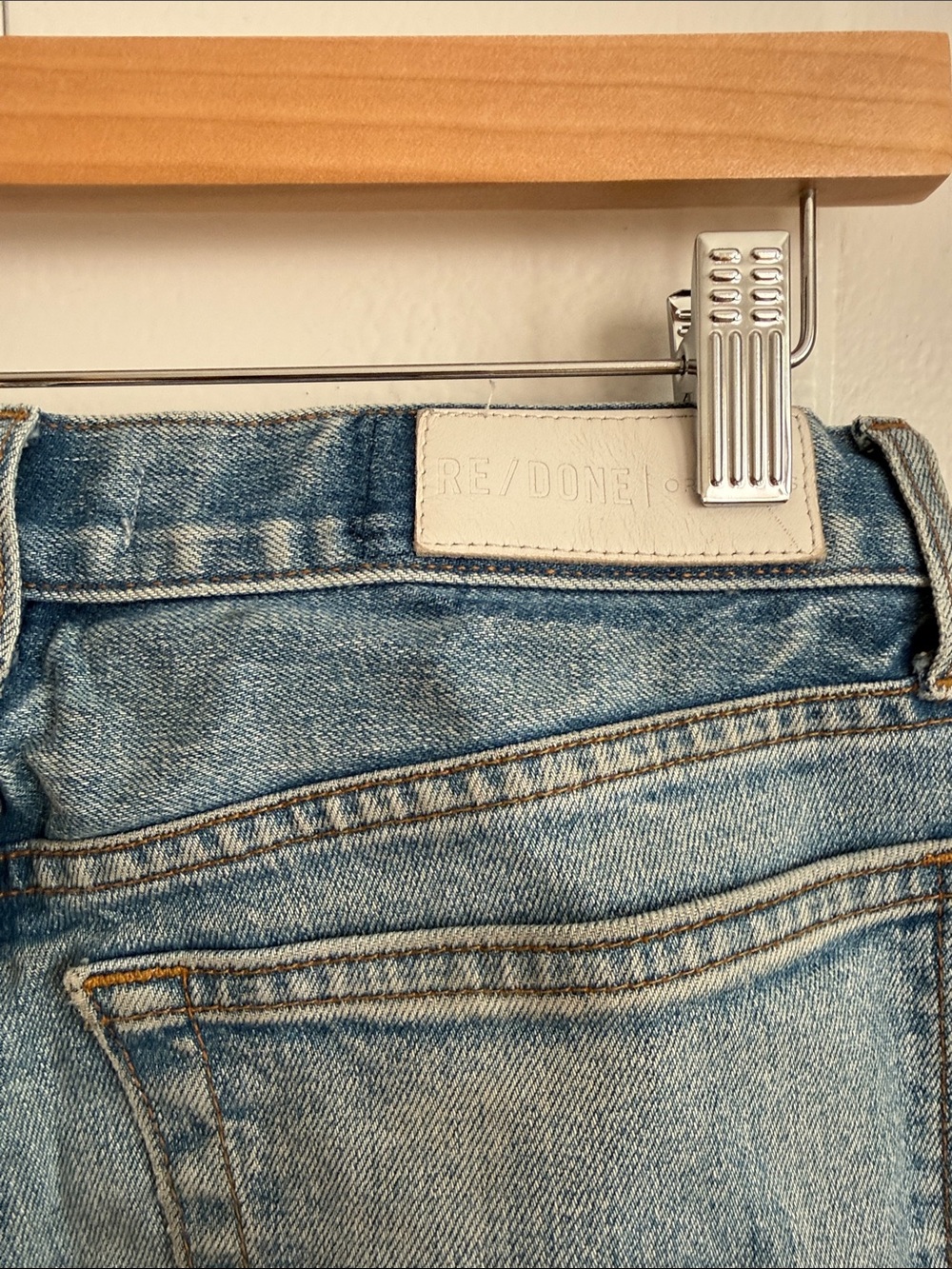 Re/Done Faded Light Blue Slim Straight Jeans - Picture 4 of 9